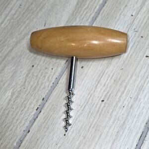 Vtg Wooden Handle Corkscrew Barware Wine Opener Bottle Opener Man Cave MCM